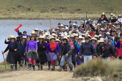 Manifestación en contra del proyecto minero de Conga, en la región peruana de Cajamarca.