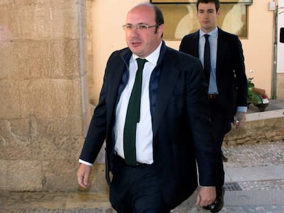 El ex presidente de Murcia, Pedro Antonio Sánchez, a su llegada a los juzgados de Lorca.