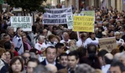 Manifestaci&oacute;n del pasado 15 de febrero en Murcia a favor del soterramiento de las v&iacute;as del tren en la ciudad.
