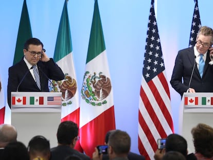 El secretario de Economía mexicano, Ildefonso Guajardo, y el representante comercial estadounidense, Robert Lighthizer.