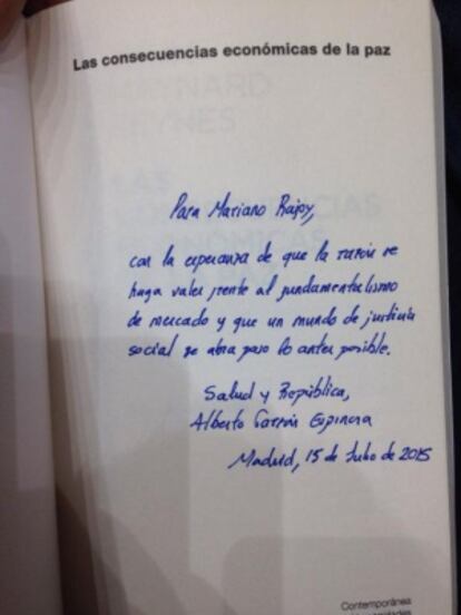 La dedicatoria de Garzón a Rajoy.