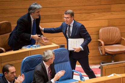 Feij&oacute;o, en el Parlamento gallego.