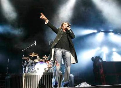 Fher Olvera, cantante de Maná, durante su actuación el jueves pasado en Las Ventas.
