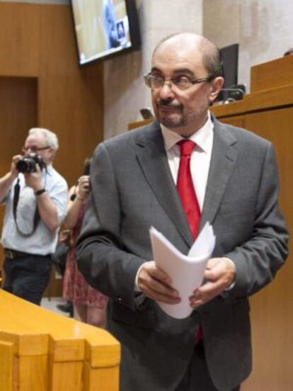 Javier Lambán, este jueves, en el pleno.