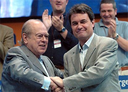 Jordi Pujol y Artur Mas, durante la segunda jornada del congreso de la formación nacionalista.