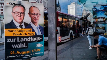 Carteles electorales en el centro de Erfurt, capital de Turingia, la semana pasada. 