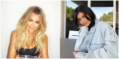 Khlo&eacute; Kardashian y, a la derecha, su hermana Kylie Jenner.