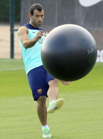 Mascherano, en un entrenamiento el pasado mes de julio.