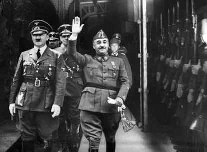 Franco y Hitler en Hendaya, en 1940.
