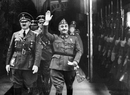 Franco y Hitler en Hendaya, en 1940.