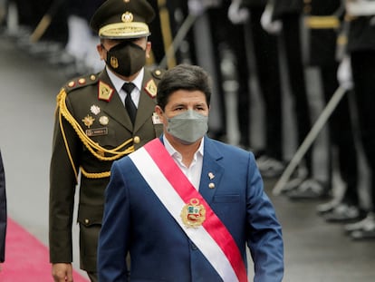 Pedro Castillo, el 28 de julio en Lima, durante el desfile de día de la Independencia.