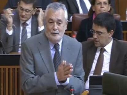 Griñán, este jueves en el Parlamento andaluz.