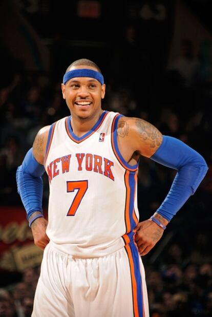 Carmelo Anthony con su nuevo equipo, los Knicks de Nueva York.