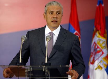 El presidente serbio, Boris Tadic, durante una rueda de prensa en Belgrado