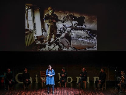 María Sahuquillo durante su participación en 'Historias de una guerra', un evento en el que periodistas de EL PAÍS compartieron su experiencia en el conflicto de Ucrania con los suscriptores.