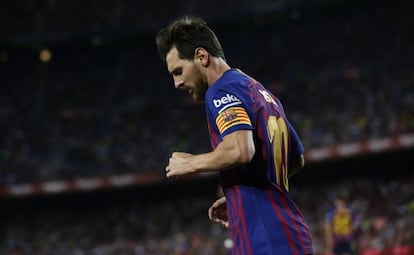 Messi, en el duelo entre el Barcelona y el Alavés en el Camp Nou. 