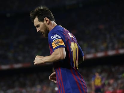 Messi, en el duelo entre el Barcelona y el Alavés en el Camp Nou. 