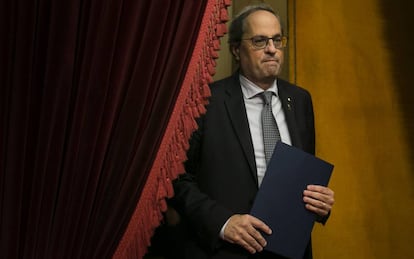 El presidente de la Generalitat, Quim Torra, este miércoles en el Parlament.