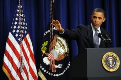 El presidente de EE UU, Barack Obama, durante su rueda de prensa en la Casa Blanca.