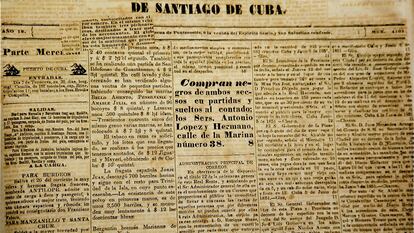 Anuncio de compra de esclavos de los hermanos López publicado en 1851 en 'El Redactor' de Santiago de Cuba.