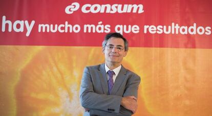 El director general de Consum, Juan Luis Durich, en la presentación de los resultados.