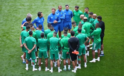 La selección de Marruecos en el entrenamiento del jueves. 