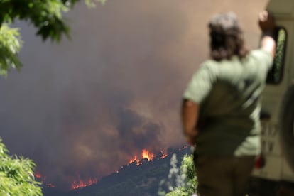 Incendio forestal del Pujerra, este jueves. 