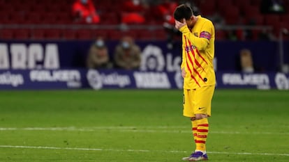 Messi, durante el encuentro ante el Atlético.