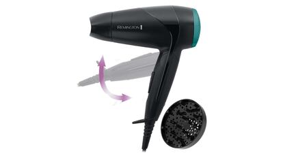 Secador de pelo compacto de Remington, plegable y con difusor.