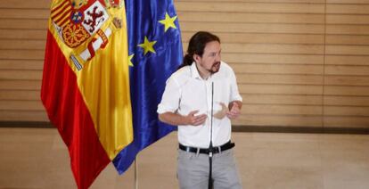 El secretario general de Podemos, Pablo Iglesias, en julio pasado.