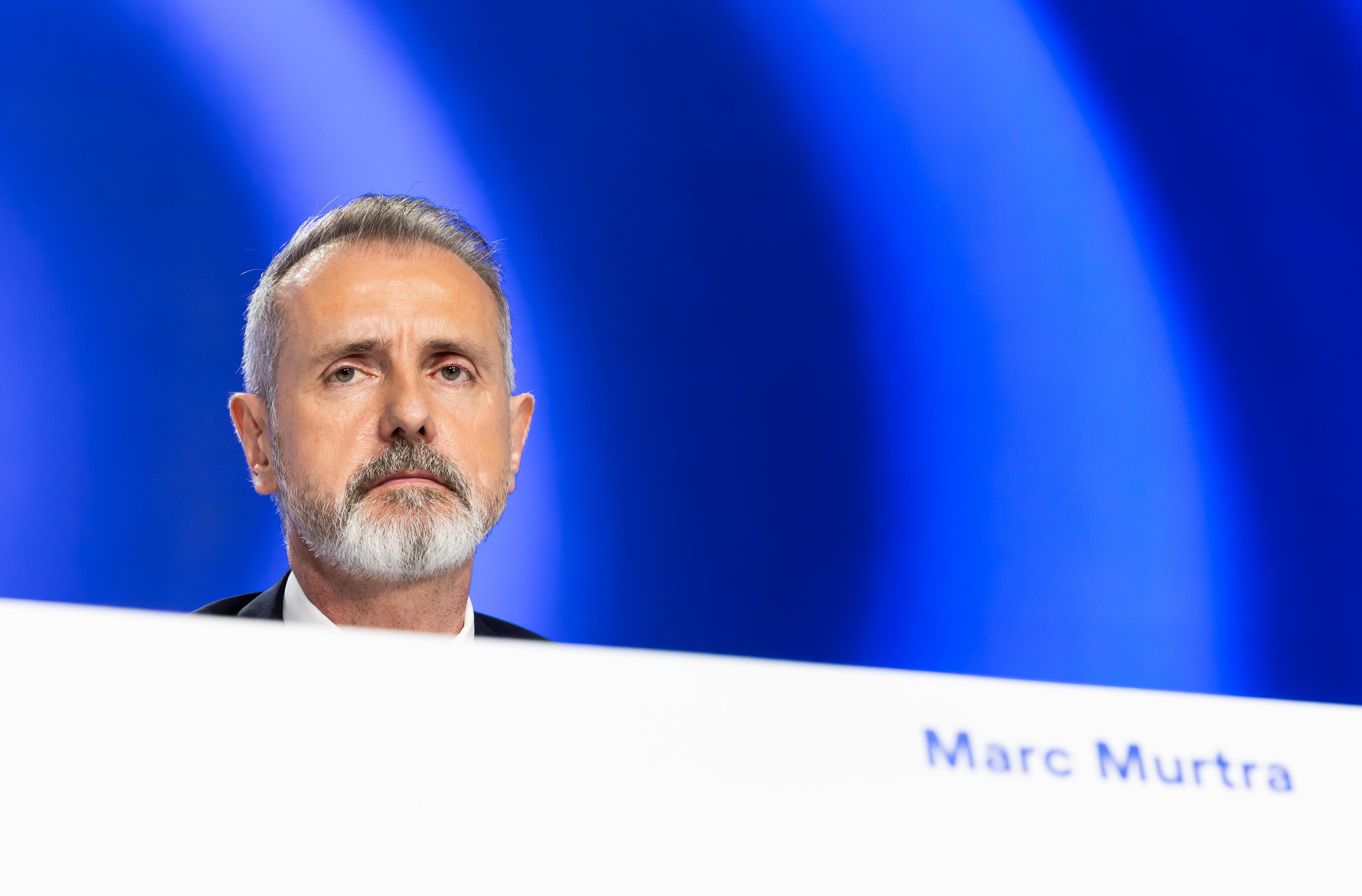 El presidente de Telefónica, Marc Murtra, durante la junta de accionistas en abril pasado.