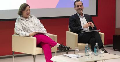 Maribel López, directora de Arco y Juan Arrizabalaga, director general de Ifema Madrid en la presentación.