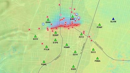 Un mapa con los epicentros de los sismos en Ciudad de México.