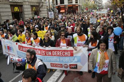 Manifestación en Madrid del pasado día 15 para pedir la retirada del ERE planteado por la dirección de Telemadrid.