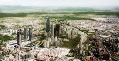 Así quedará el futuro Distrito Castellana Norte cuando se ejecute la llamada 'operación Chamartín' de Madrid.