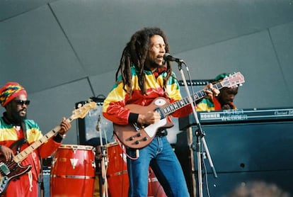 Bob Marley durante un concierto en 1980.
