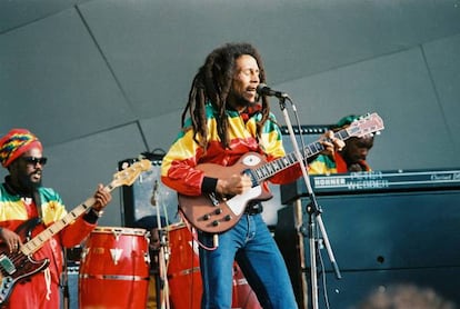 Bob Marley durante um show em 1980.