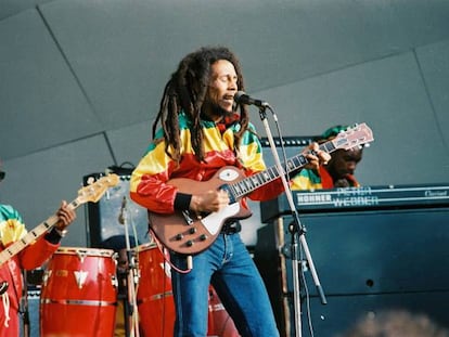 Bob Marley durante un concierto en 1980.