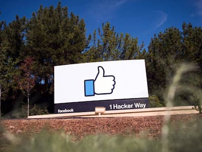 The entrance to the Facebook HQ in California.