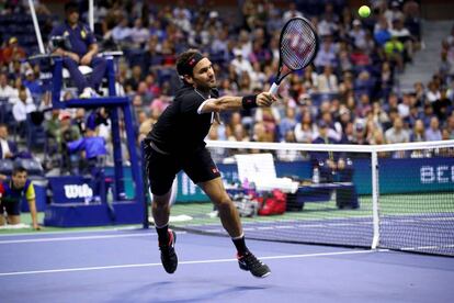 Roger Federer, durante su partido contra Sumit Nagal.