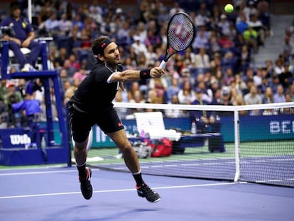 Roger Federer, durante su partido contra Sumit Nagal.