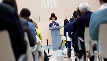 Pere Aragonès, durante su intervención.