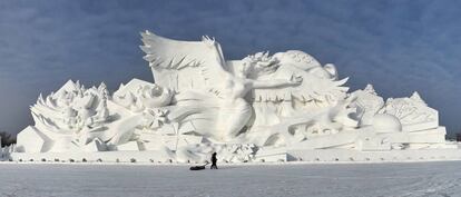 Escultura gigante en la Isla del Sol