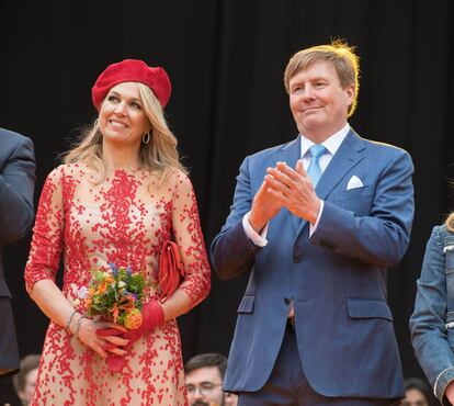 Guillermo y Máxima de Holanda en un acto en abril de 2018.