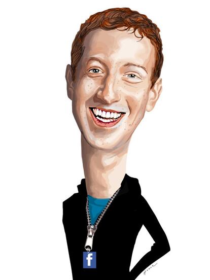 Una caricatura del CEO de Facebook, Mark Zuckerberg.