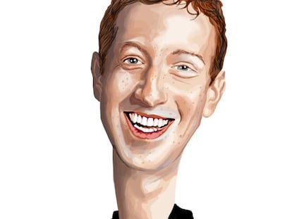 Una caricatura del CEO de Facebook, Mark Zuckerberg.