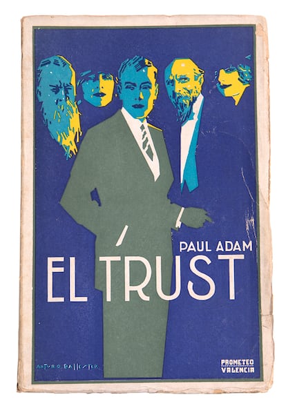 Arturo Ballester firma esta inquietante y bella portada de la novela ‘El trust’, de Paul Adam, en la editorial Prometeo, en los primeros años 20.