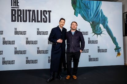 Adrien Brody and director Brady Corbet, at the premiere of 'The Brutalist.'