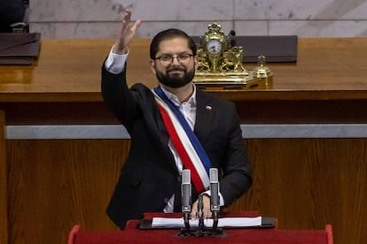 Gabriel Boric durante su segunda Cuenta Pública.