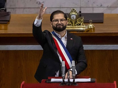 Gabriel Boric durante su segunda Cuenta Pública.